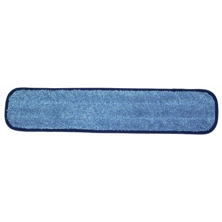 24 inch Wet Mop Pad - Blue - Rectangular - Piped - Hook and Loop Fastener 24"